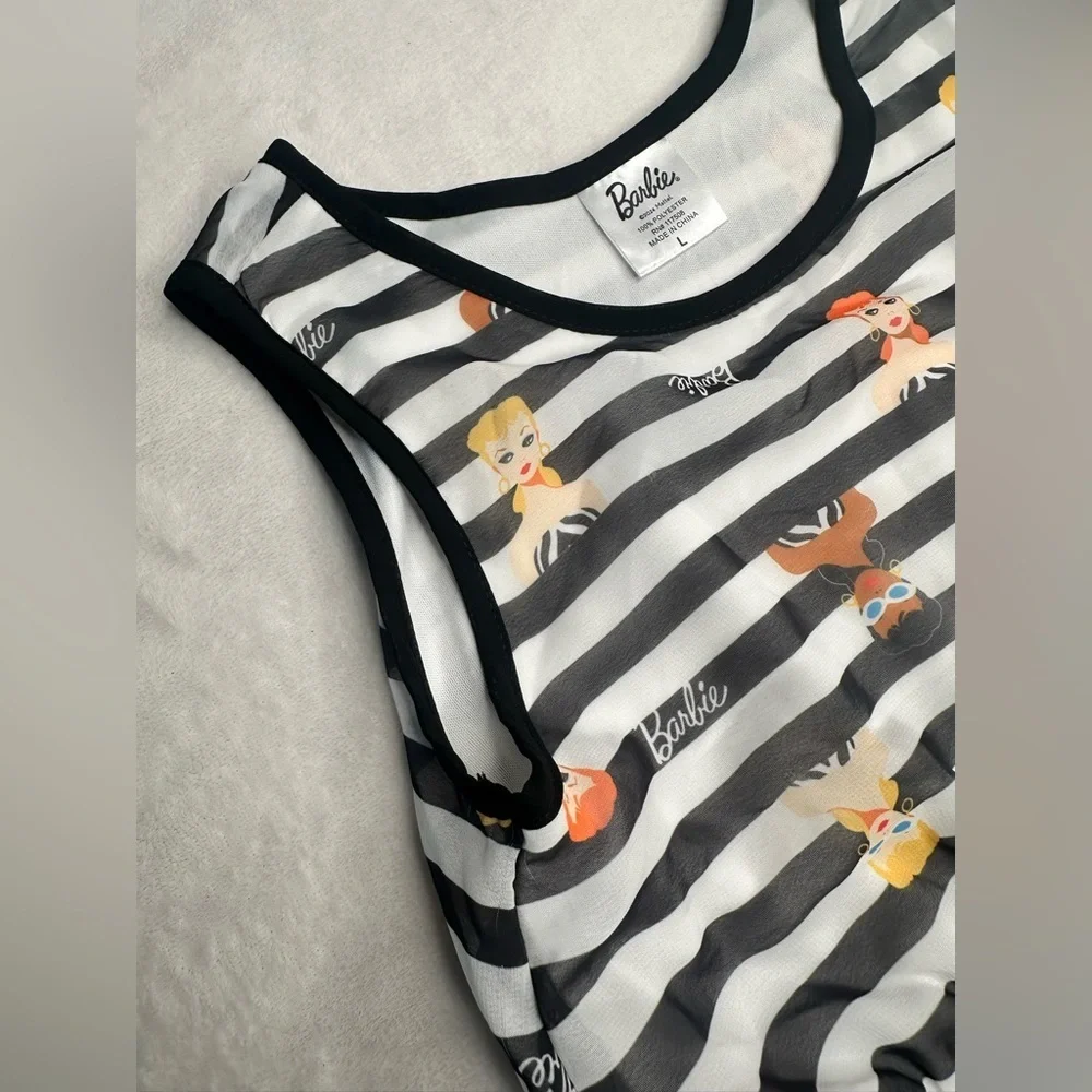 Girls' Barbie Character Dress White Black Kids Size Large (10/12)